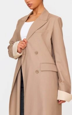 Prettylittlething Taupe Tailoring Trim Trench Coat -Pretty Little Thing Shop db79b11ce7c30c0629293dbc50a4628fd5234e4e cnk1377 4