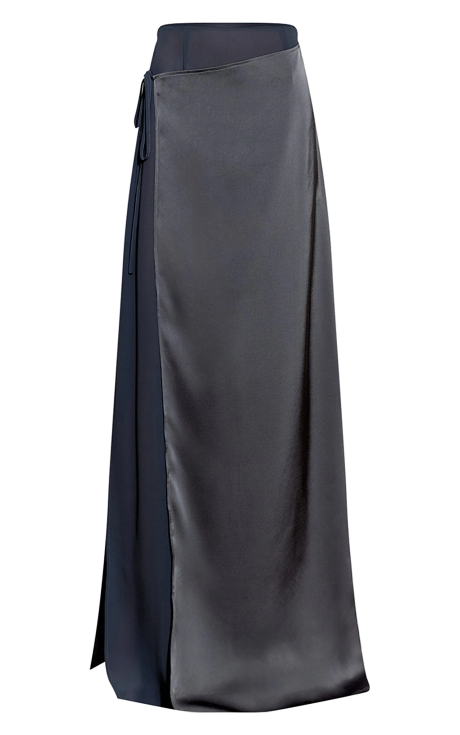 Charcoal Satin Wrap Detail Chiffon Maxi Skirt 5 Charcoal Satin Wrap Detail Chiffon Maxi Skirt - Image 5