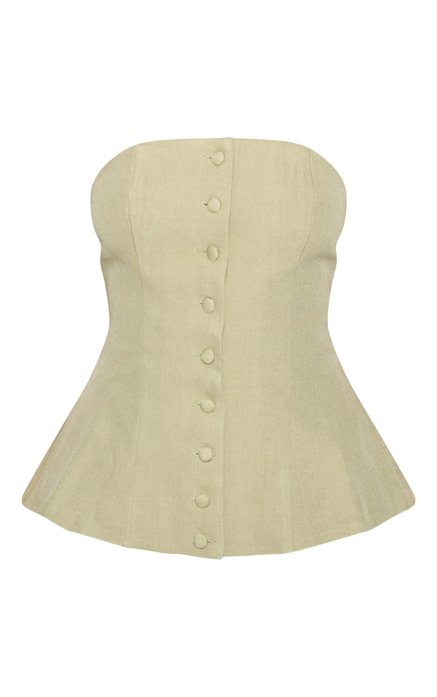 Prettylittlething Sage Green Woven Structured Bandeau Vest 5 Prettylittlething Sage Green Woven Structured Bandeau Vest - Image 5