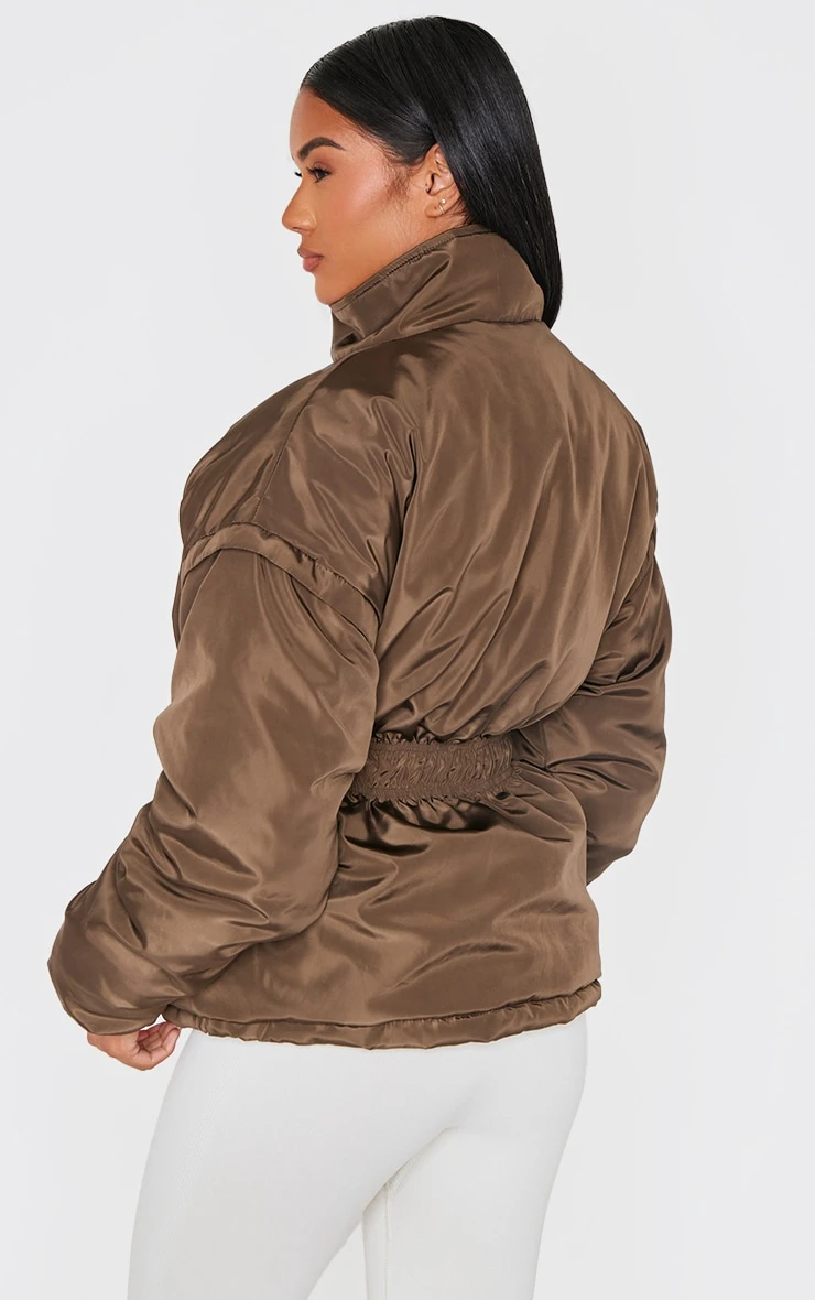 Prettylittlething Olive Cinched Waist Padded Jacket 2 Prettylittlething Olive Cinched Waist Padded Jacket - Image 2