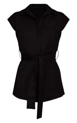 Prettylittlething Black Woven Belt Detail Collar Romper -Pretty Little Thing Shop dc06d318e9e35735b7ed00009760afc86a417ae1 CNO3096 5 black woven belt detail collar playsuit