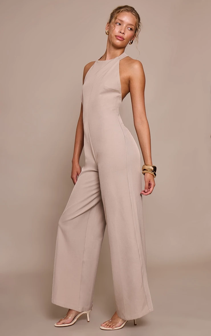 Grey Woven HalterneckStraight Leg Jumpsuit 3 Grey Woven HalterneckStraight Leg Jumpsuit - Image 3
