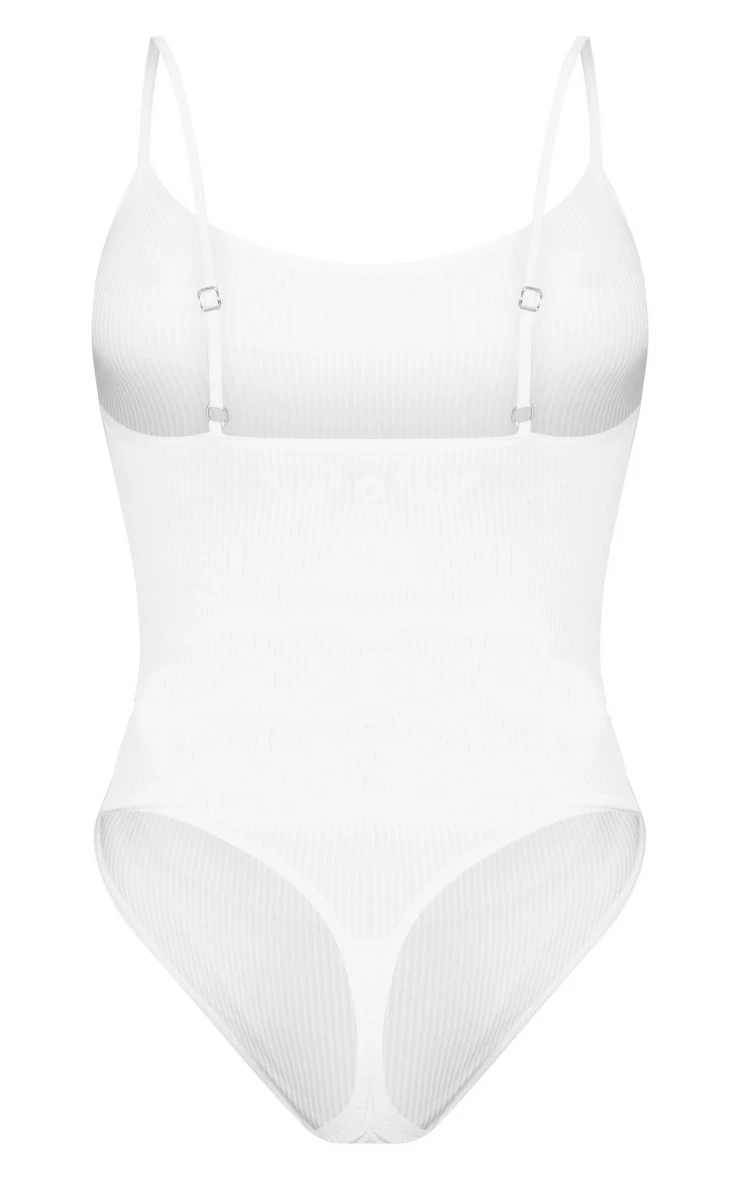 Prettylittlething White Seamless Rib Lingerie Bodysuit 6 Prettylittlething White Seamless Rib Lingerie Bodysuit - Image 6
