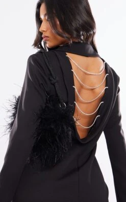 Black Woven Diamante Draped Back Detail Blazer Dress -Pretty Little Thing Shop dc826c8f24e0c7219b0986d17086082a938178fe cng7217 4