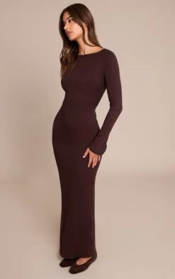 Prettylittlething Chocolate Soft Touch Jersey Long Sleeve Maxi Dress -Pretty Little Thing Shop dca5680763d59bd64448c3b509c872d76c83880c CNO3518 3 chocolate soft touch jersey long sleeve maxi dress