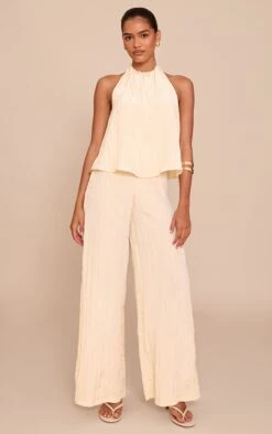 Prettylittlething Cream Crinkle Satin Halterneck Overlay Jumpsuit -Pretty Little Thing Shop dcc8d3a93c1f39ce85c271c529c8876d5d086463 CNM7302 3 cream crinkle satin halterneck overlay jumpsuit