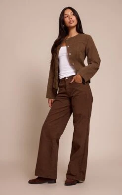 Prettylittlething Chocolate Western Seam Detail Jeans