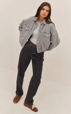 Prettylittlething Grey Balloon Hem Quilted Cropped Denim Jacket -Pretty Little Thing Shop dd0d9647352df5572e2987dfabb6d1a28e629f0c CNN6821 3 grey balloon hem quilted cropped denim jacket