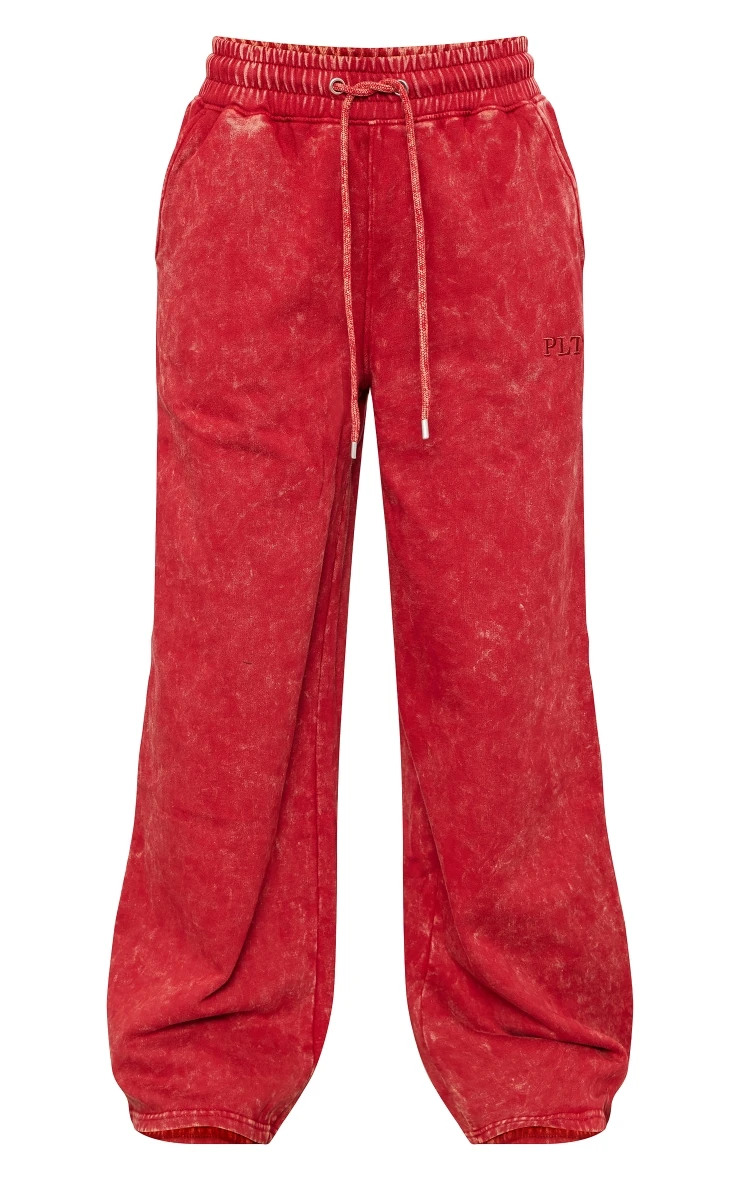 Prettylittlething Red Washed Oversized Low Rise Wide Leg Sweatpants 5 Prettylittlething Red Washed Oversized Low Rise Wide Leg Sweatpants - Image 5
