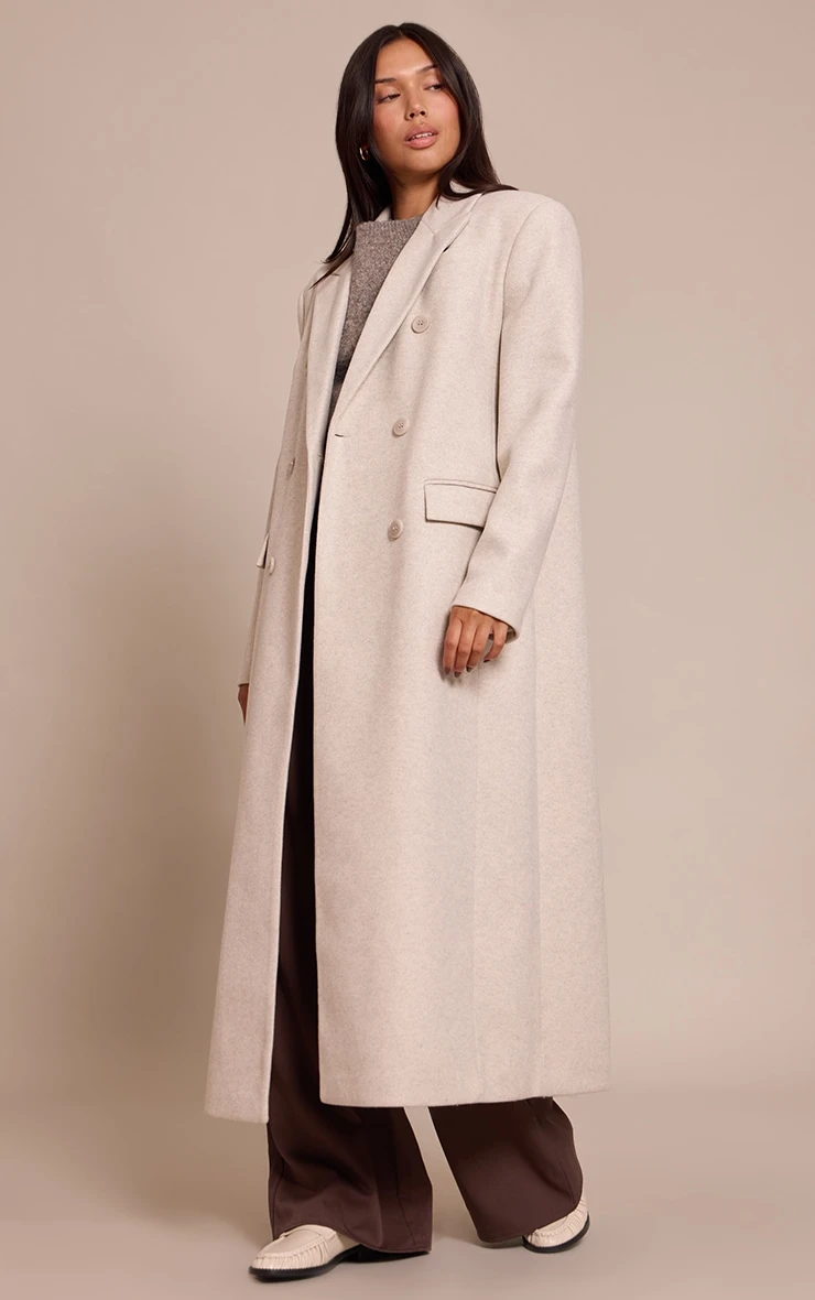 Prettylittlething Light Grey Double Breasted Oversized Structured Coat - Image 3