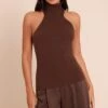 Prettylittlething Chocolate Compact Knit Halterneck Top -Pretty Little Thing Shop de1bb4b016edc650905a11dad989796ae77a611a CNN6472 1 chocolate compact knit halterneck top