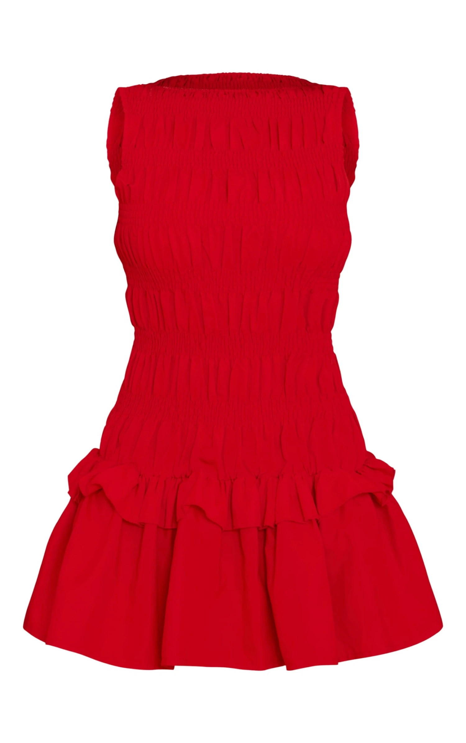 Prettylittlething Red Tailored Shirred Frill Shift Dress 5 Prettylittlething Red Tailored Shirred Frill Shift Dress - Image 5