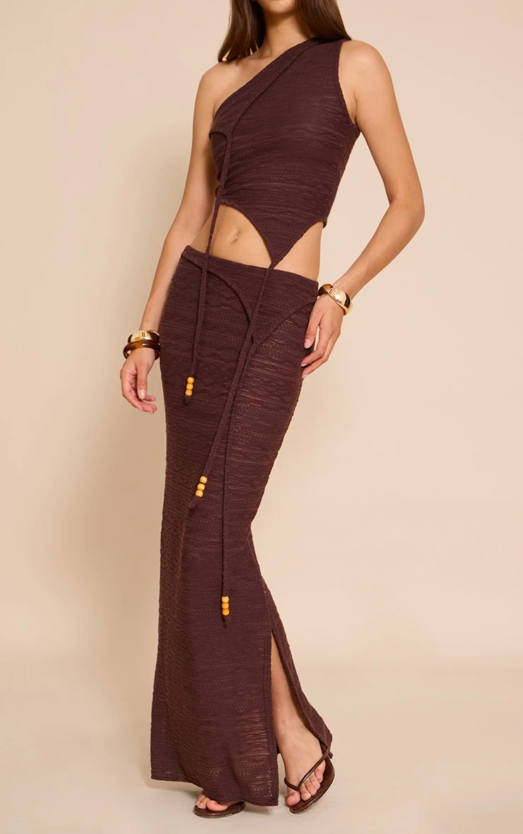 Chocolate Textured Bead Asymmetrical Maxi Skirt 2 Chocolate Textured Bead Asymmetrical Maxi Skirt - Image 2