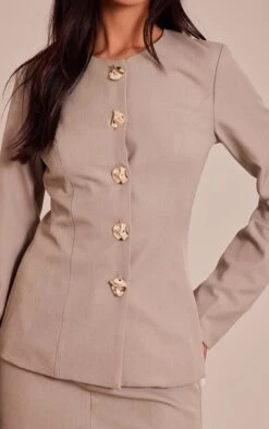 Taupe Gold Trim Cinched Waist Blazer 7 Taupe Gold Trim Cinched Waist Blazer -Pretty Little Thing Shop de77fbdfd47559be491411b73fe4e74ff0ec60a8 CNO1849 4 taupe gold trim cinched waist blazer