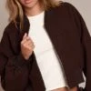 Prettylittlething Chocolate Ruched Sleeve Cropped Bomber Jacket -Pretty Little Thing Shop de9530baf576821d1f077e347d5f4ed43eb9a12f CNN7103 1 chocolate ruched sleeve cropped bomber jacket