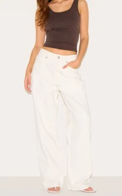 Prettylittlething White Mid Rise Wide Leg Jeans