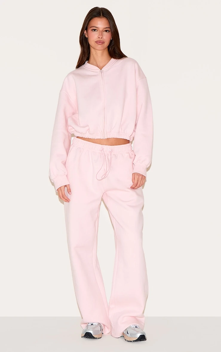 Prettylittlething Baby Pink Drawcord Hem Oversized Sweatpants
