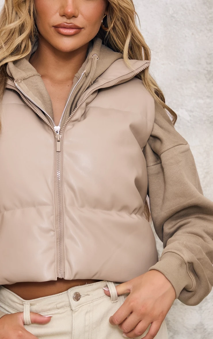 Prettylittlething Truffle Faux Leather Drop Hem Vest 4 Prettylittlething Truffle Faux Leather Drop Hem Vest - Image 4