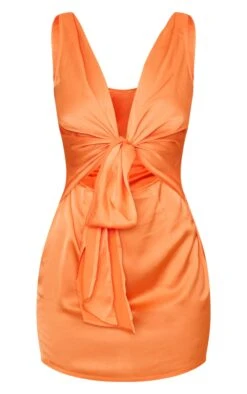 Prettylittlething Orange Satin Extreme Plunge Tie Waist Drape Bodycon Dress -Pretty Little Thing Shop dfbd5588b2a8c83820c50b802f9cee9c48eccec7 cnd5944 5