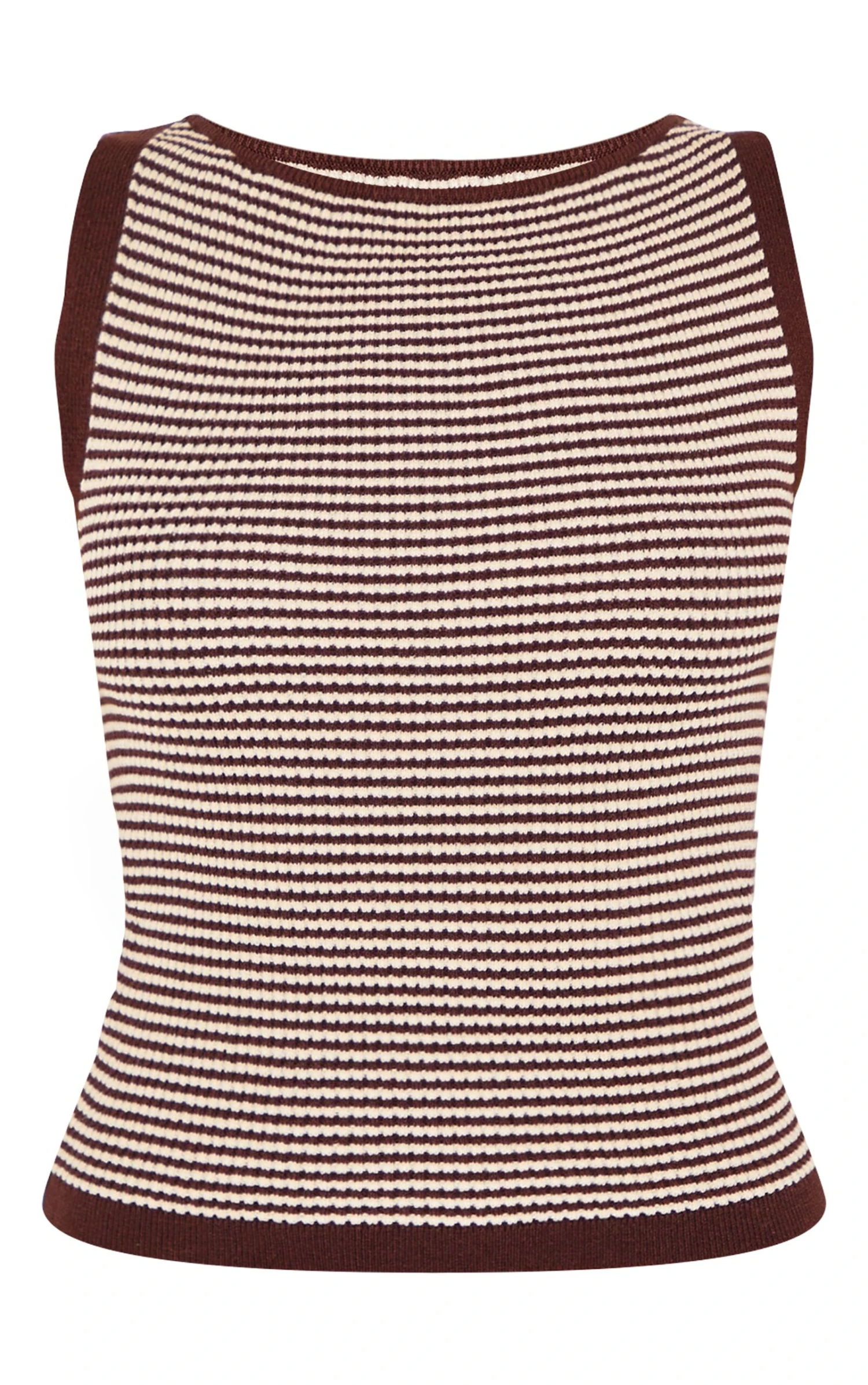 Prettylittlething Chocolate Stripe Waffle Knit Boat Neck Top 5 Prettylittlething Chocolate Stripe Waffle Knit Boat Neck Top - Image 5