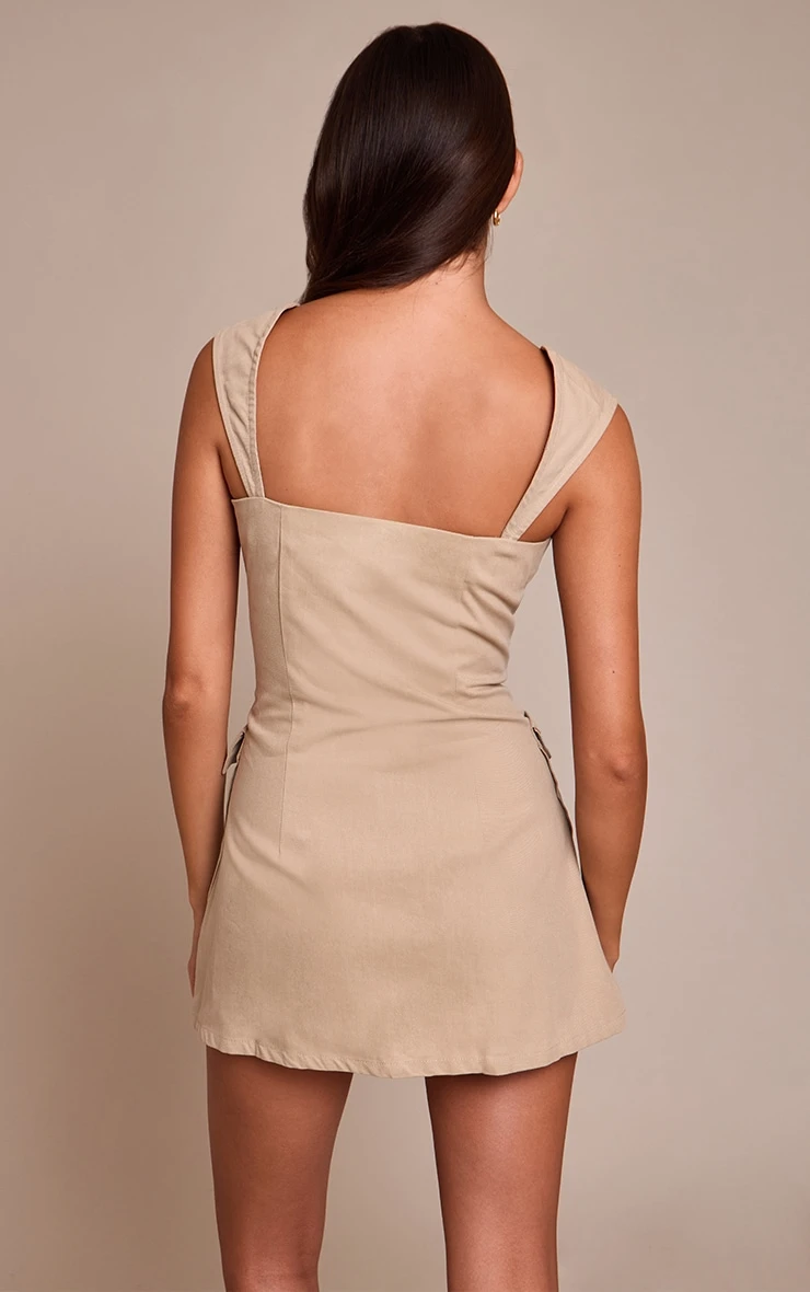 Stone Zip Up Pocket Detail Bodycon Dress 2 Stone Zip Up Pocket Detail Bodycon Dress - Image 2