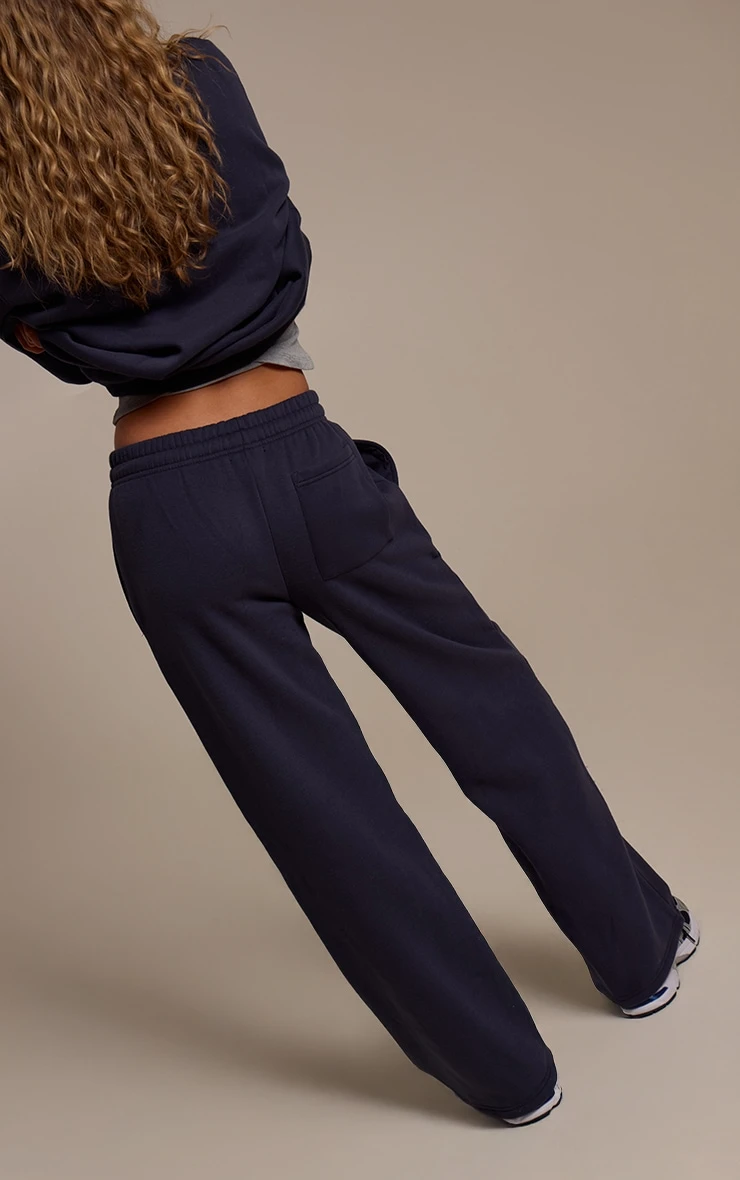 Navy Cotton Fleece Straight Leg Sweatpants 3 Navy Cotton Fleece Straight Leg Sweatpants - Image 3