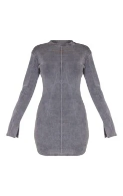 Prettylittlething Charcoal Ribbed Exposed Seam Long Sleeve Bodycon Dress -Pretty Little Thing Shop e0cd044c50cd422a0075b572d30fc3c78559658e cng5773 5