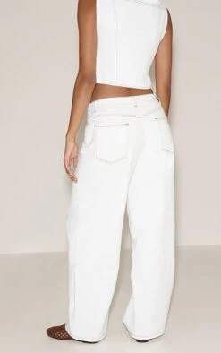 Prettylittlething White Contrast Stitch Low Rise Wide Leg Jeans -Pretty Little Thing Shop e0fef8def08dd61ec1f6b2c18d7c01600304514c CNM0942 3 white low rise wide leg jeans