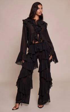 Black Chiffon Frill Long Sleeve Shirt -Pretty Little Thing Shop e17806321e5e48458b6438aa5affbf8680c3e01f CNO1485 3 black chiffon frill long sleeve shirt