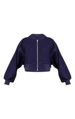 Prettylittlething Navy Ruched Sleeve Cropped Bomber Jacket -Pretty Little Thing Shop e18faa1db78dfc7e006c440ac74e8fd1d5bd9410 CNN7104 5 navy ruched sleeve cropped bomber jacket
