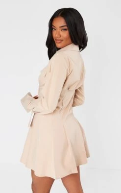 Prettylittlething Stone Poplin Pleated Flared Sleeve Shirt Dress -Pretty Little Thing Shop e19c85b9cc8a463917fb4027bf4520d4c5026149 CNI9053 2 stone poplin pleated flared sleeve shirt dress