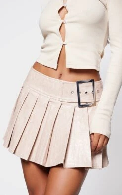 Prettylittlething Stone Faux Leather Belt Pleated Mini Skirt -Pretty Little Thing Shop e1b755d305113bf0c34da92416106c92965625a8 cnk1964 5