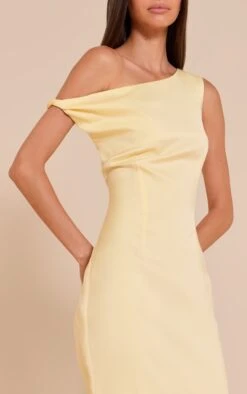 Prettylittlething Lemon Satin Asymmetric Bardot Twist Maxi Dress -Pretty Little Thing Shop e29ee1f9d8bab0589abbcc20d125df88fbb39b0e CNN3003 4 lemon satin asymmetric bardot twist maxi dress