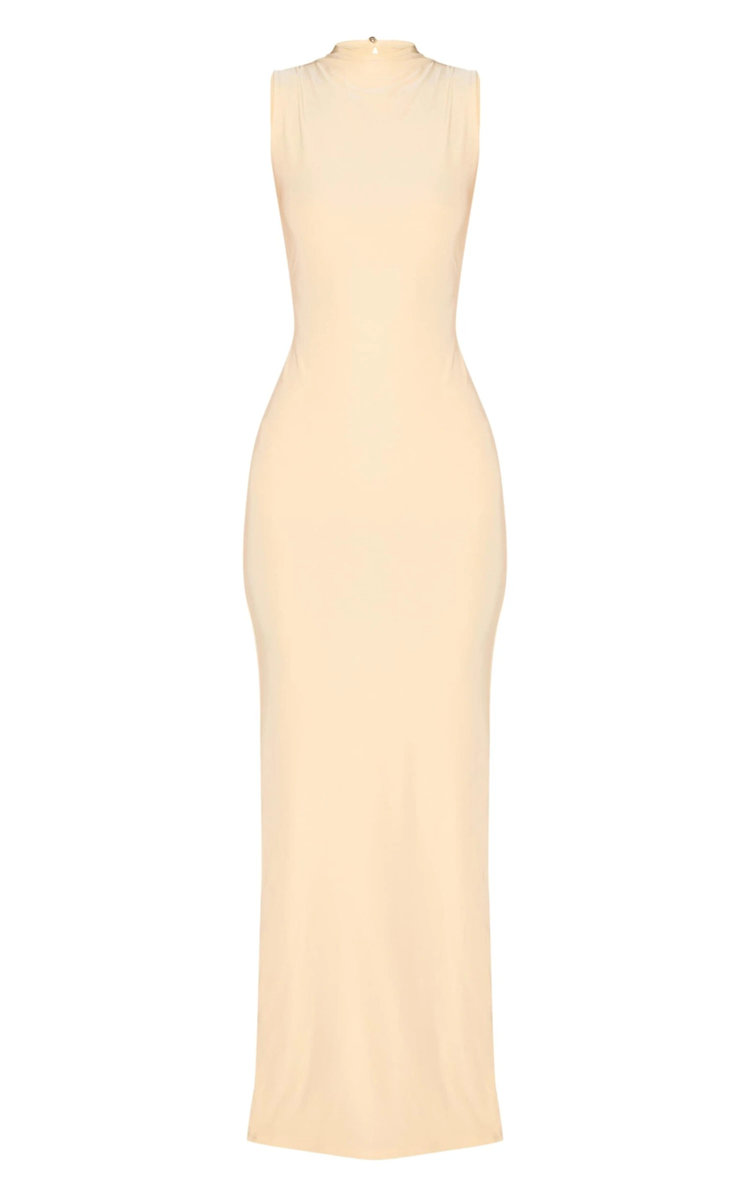 Prettylittlething Almond Double Layer High Neck Sleeveless Maxi Dress - Image 5