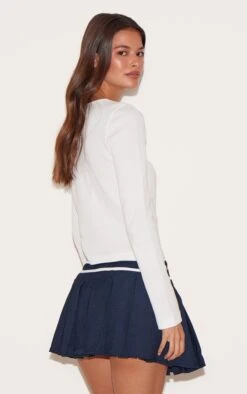 Prettylittlething Cream Waffle Button Up Long Sleeve Top -Pretty Little Thing Shop e2f3fc8129ada1e0d674d9eb25d9c9595ced680c CNL8767 2 cream waffle button up long sleeve top