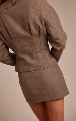 Prettylittlething Brown Tweed Tailored Woven Micro Mini Skirt -Pretty Little Thing Shop e305a8a3eeebc6470487d53fa16f4706edeef7d8 CNO4522 3 brown tweed tailored woven micro mini skirt