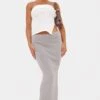 Prettylittlething Dove Grey Fine Knit Maxi Skirt