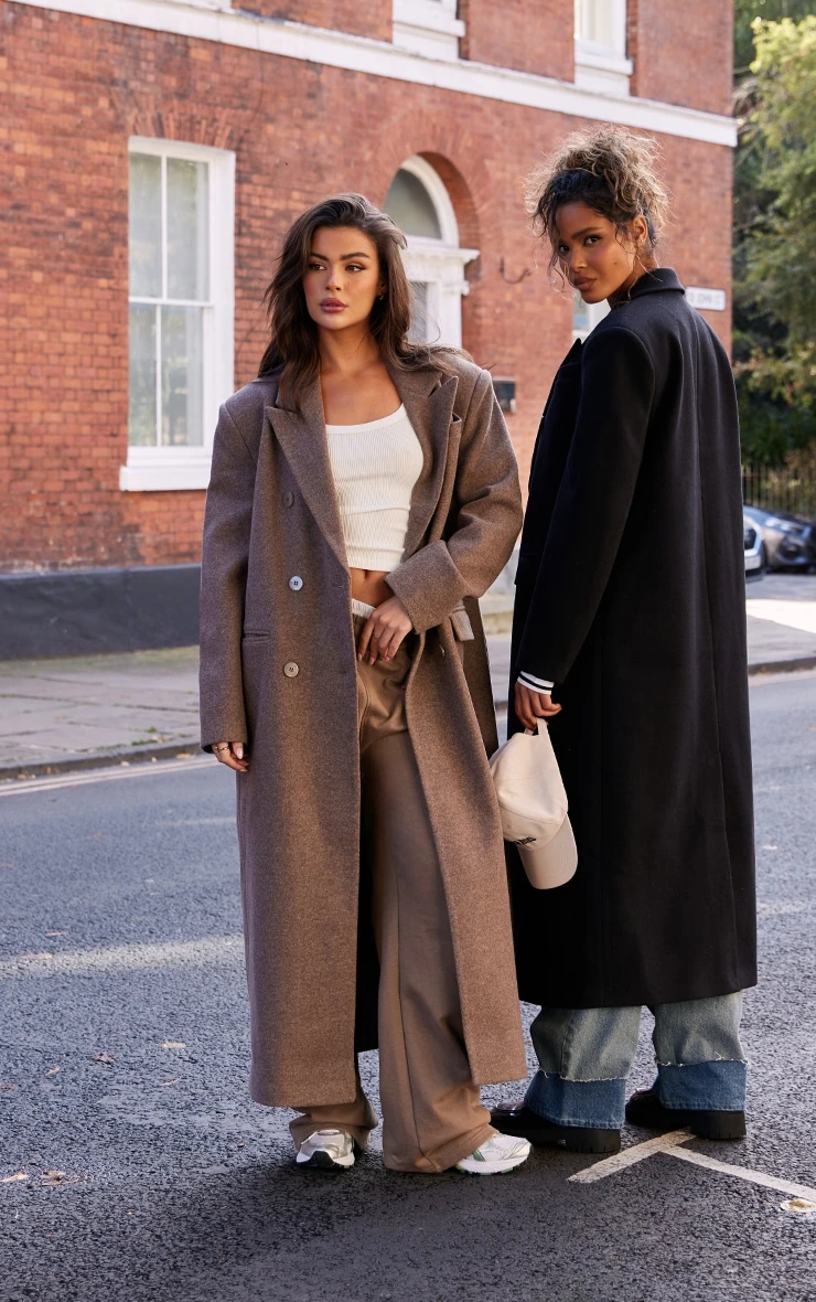 Prettylittlething Mushroom Double Breasted Oversized Structured Coat 1 Prettylittlething Mushroom Double Breasted Oversized Structured Coat