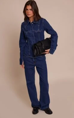 Indigo Fitted Seam Detail Shirt -Pretty Little Thing Shop e3ea58a09e68a90de74c1b66900034ebe68baa94 CNO2657 3 indigo fitted seam detail shirt