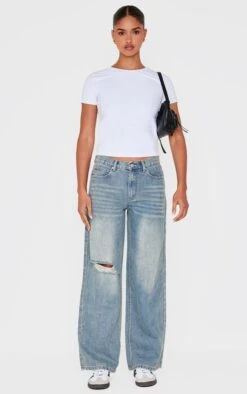 Prettylittlething Vintage Ripped Knee Frayed Hem Boyfriend Jeans
