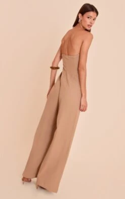Front Page -Pretty Little Thing Shop e421af3d1633975eff23b64f778a754f8187fc07 CNO0450 2 beige woven sweetheart neck wide leg jumpsuit