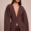 Prettylittlething Chocolate Cocoon Sleeve Cinched Waist Pocket Blazer -Pretty Little Thing Shop e4254a1aa7f1416039cb0c0b81653d3072b0b7c2 CNN7101 1 chocolate cocoon sleeve cinched waist pocket blazer