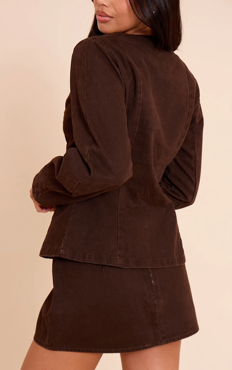 Prettylittlething Chocolate Denim Mini Skirt 3 Prettylittlething Chocolate Denim Mini Skirt - Image 3