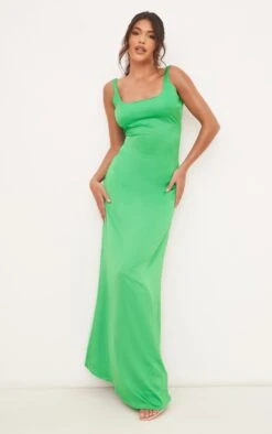 Green Textured Satin Low Back Maxi Dress -Pretty Little Thing Shop e54103392de90bbdd32231956bb7a825464f3ba7 cmy1976 1