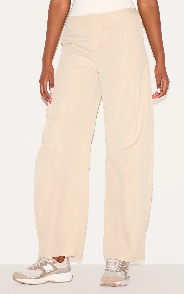 Prettylittlething Stone Woven Tailored Barrel Leg Pants 1 Prettylittlething Stone Woven Tailored Barrel Leg Pants