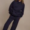 Navy Cotton Fleece Cuffed Sweatpants
