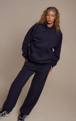 Navy Cotton Fleece Cuffed Sweatpants