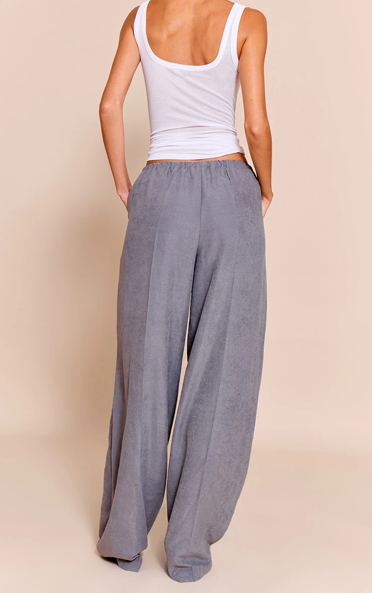 Grey Peachskin Wide Leg Pants 3 Grey Peachskin Wide Leg Pants - Image 3