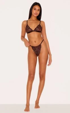 Prettylittlething Chocolate Lace Triangle Lingerie Set -Pretty Little Thing Shop e5fd8b8dc14eca472a4b66a05064bd5454d5150f CNL8527 3 chocolate lace triangle lingerie set