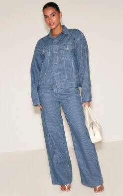 Prettylittlething Dark Blue Striped Classic Denim Jacket -Pretty Little Thing Shop e61998129ee282f54db3edcb59d7f5afd99acf88 CNN2767 3 dark blue striped classic denim jacket